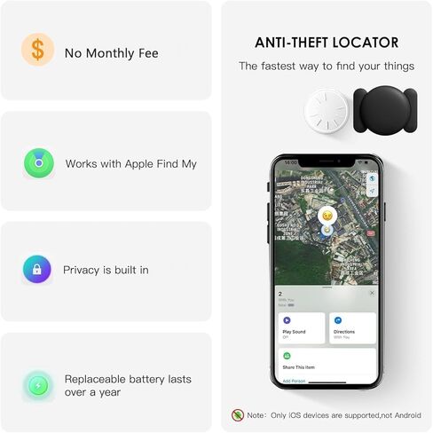 Tracker Device for Vehicles,No Subscription GPS Car Tracker Works with Apple Find My(iOS Only),Anti-Lost Car Locator,Mini Hidden Car Tracker with Magnetic Case (Black,1PCS) in Kuwait