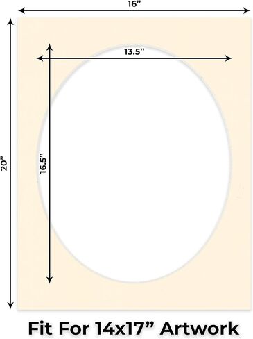 قطع مشطوفة مقاس 16 × 20 للصور مقاس 14 × 17 - فتحة لوحة صور بيضاوية الشكل من قماش الكتان الطازج مسبقًا - غير لامعة خالية من الأحماض لحماية صورك - قطع مشطوفة للصور العائلية، حزمة من لوحة واحدة in Saudi Arabia