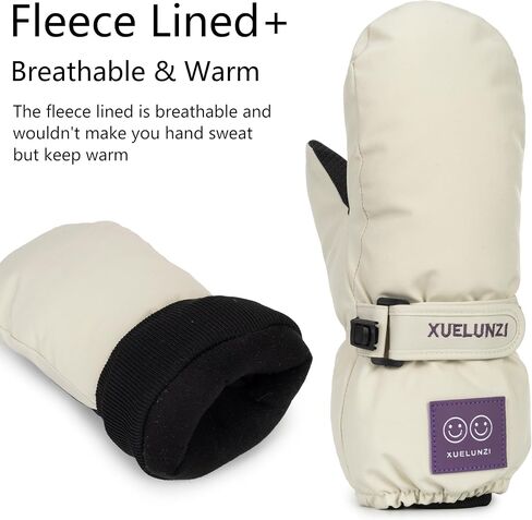 Kids Winter Ski Snow Gloves - Warm Waterproof Fleece Snowboard Mittens with Long Cuff for Boys Girls(for 9-14 Years) in Saudi Arabia