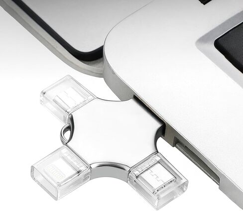 محرك أقراص فلاش USB 4 في 1 سعة 64 جيجابايت - محرك إبهام عالي السرعة مزود بمنفذ USB 3.0، ومنفذ من النوع C، ومنفذ إضاءة، لحفظ الصور/الفيديو/البيانات in Kuwait