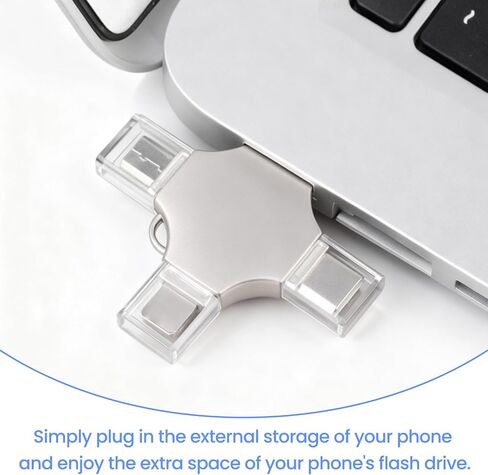 محرك أقراص فلاش USB 4 في 1 سعة 64 جيجابايت - محرك إبهام عالي السرعة مزود بمنفذ USB 3.0، ومنفذ من النوع C، ومنفذ إضاءة، لحفظ الصور/الفيديو/البيانات in Kuwait