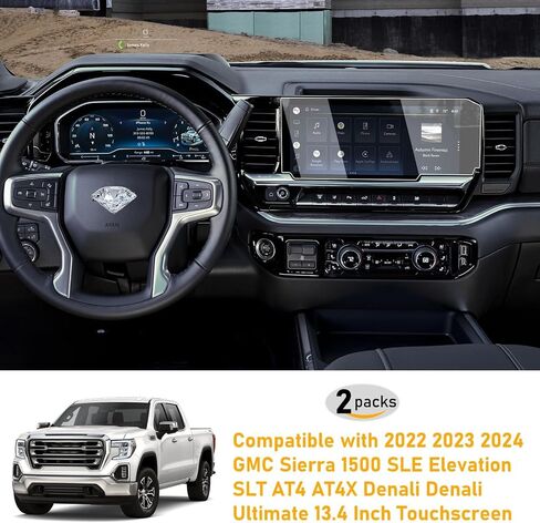 Moonlinks 2PCS Tempered Glass Screen Protector 13.4" Compatible with 2022-2025 Chevy Silverado GMC Sierra 1500/2500/3500 Navigation Touchscreen Protector High Definition 9H Hardness Anti-Fingerprint in Saudi Arabia