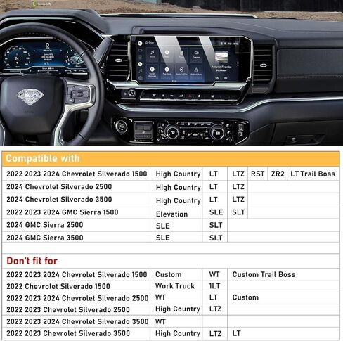 Moonlinks 2PCS Tempered Glass Screen Protector 13.4" Compatible with 2022-2025 Chevy Silverado GMC Sierra 1500/2500/3500 Navigation Touchscreen Protector High Definition 9H Hardness Anti-Fingerprint in Saudi Arabia