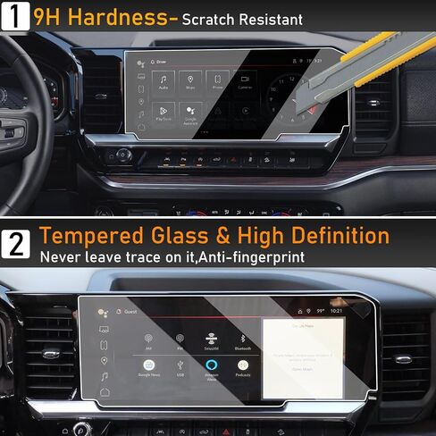 Moonlinks 2PCS Tempered Glass Screen Protector 13.4" Compatible with 2022-2025 Chevy Silverado GMC Sierra 1500/2500/3500 Navigation Touchscreen Protector High Definition 9H Hardness Anti-Fingerprint in Saudi Arabia