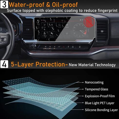Moonlinks 2PCS Tempered Glass Screen Protector 13.4" Compatible with 2022-2025 Chevy Silverado GMC Sierra 1500/2500/3500 Navigation Touchscreen Protector High Definition 9H Hardness Anti-Fingerprint in Saudi Arabia