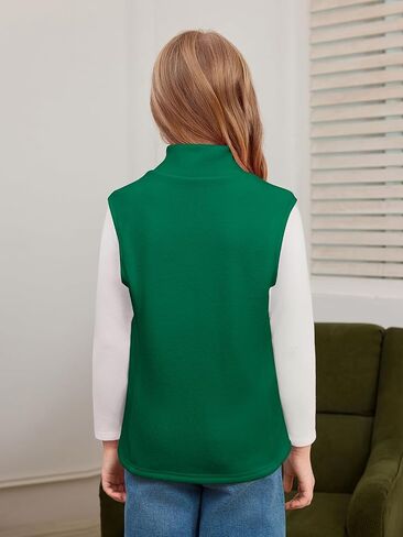 Haloumoning Girls Polar Fleece Zipper Step Kids Solyveless Stand Stack Jacket مع جيوب من 5 إلى 14 عامًا in Saudi Arabia
