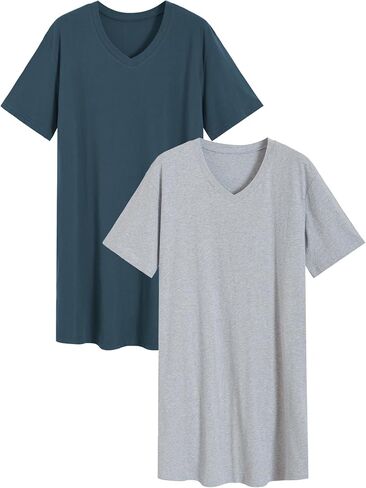 Latuza Men's Cotton Nightshirt Short Nightgown 2 Pack in Saudi Arabia