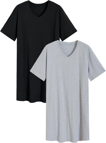 Latuza Men's Cotton Nightshirt Short Nightgown 2 Pack in Saudi Arabia