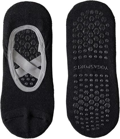 2 Pairs Yoga Socks for Women Non-Slip Grips & Straps, Ideal for Pilates, Ballet, Dance, Barefoot Workout in Saudi Arabia