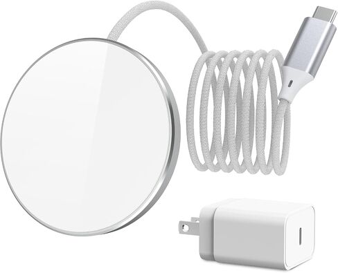 لشاحن آمن 20 واط مع محول PD 25 واط - شاحن مغناطيسي لسلسلة iPhone 17/16/15/14/13/12، وسادة شحن iPhone لـ AirPods 4/3/2/Pro 2/Pro in Saudi Arabia