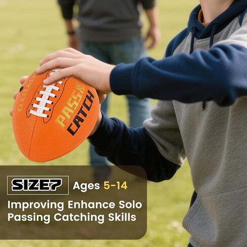 KUYOTQ PassCatch Kids Youth Training Football for Ages 5-13 Composite Leather Junior Football Training Equipment Improving Ball Handling Shooting Passing and Pro-Level Skills (Deflated) in Saudi Arabia