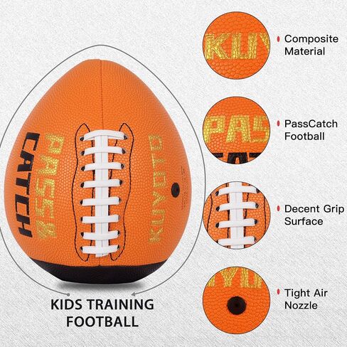 KUYOTQ PassCatch Kids Youth Training Football for Ages 5-13 Composite Leather Junior Football Training Equipment Improving Ball Handling Shooting Passing and Pro-Level Skills (Deflated) in Saudi Arabia