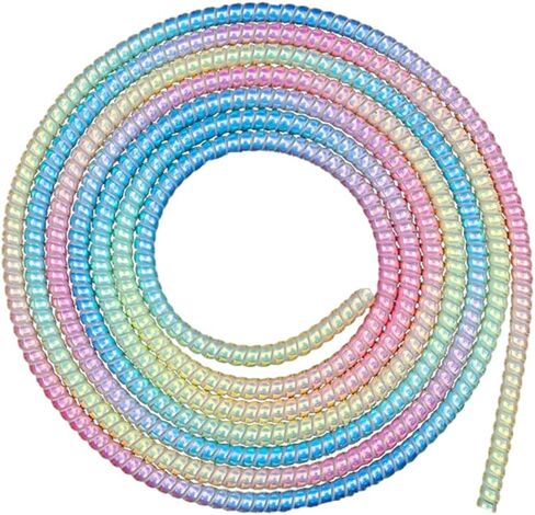 1.6m Colorful Sprial Cable Protectors Charging Data Line Earphone Cord Laser Cable Winder Wrapper Universal Protective Sleeve in Saudi Arabia