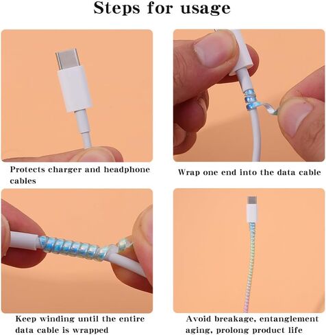 1.6m Colorful Sprial Cable Protectors Charging Data Line Earphone Cord Laser Cable Winder Wrapper Universal Protective Sleeve in Saudi Arabia