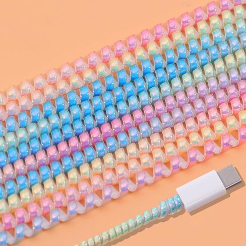 1.6m Colorful Sprial Cable Protectors Charging Data Line Earphone Cord Laser Cable Winder Wrapper Universal Protective Sleeve in Saudi Arabia