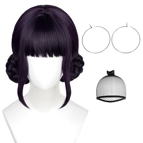 Probeauty Girls Purple Braided Wig with Necklace Sticker, Long Braids Ponytail Wigs for Kids Anime Halloween Cosplay Costume Party with Wig Cap in Kuwait