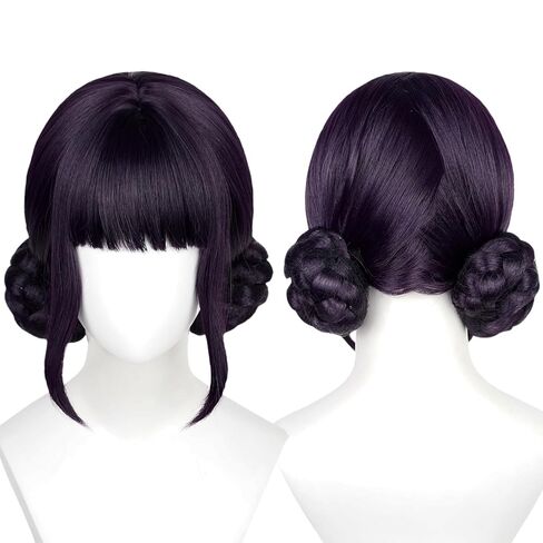 Probeauty Girls Purple Braided Wig with Necklace Sticker, Long Braids Ponytail Wigs for Kids Anime Halloween Cosplay Costume Party with Wig Cap in Kuwait