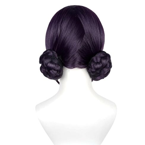 Probeauty Girls Purple Braided Wig with Necklace Sticker, Long Braids Ponytail Wigs for Kids Anime Halloween Cosplay Costume Party with Wig Cap in Kuwait