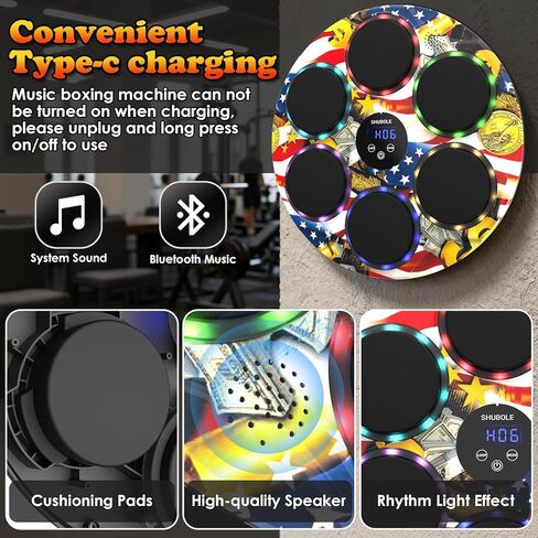 آلة ملاكمة موسيقية مع قفازات - مدرب ملاكمة مثبت على الحائط للبالغين والأطفال، لعبة لكمة ذات 9 سرعات، وسادة ملاكمة حائطية، 2025 ترقية الهدايا للأولاد من سن 6 سنوات فما فوق in Kuwait