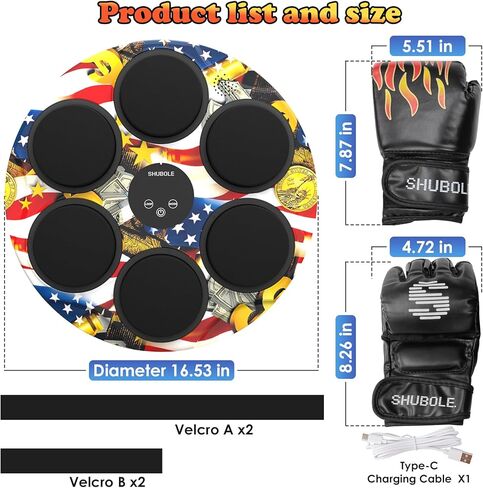 آلة ملاكمة موسيقية مع قفازات - مدرب ملاكمة مثبت على الحائط للبالغين والأطفال، لعبة لكمة ذات 9 سرعات، وسادة ملاكمة حائطية، 2025 ترقية الهدايا للأولاد من سن 6 سنوات فما فوق in Kuwait
