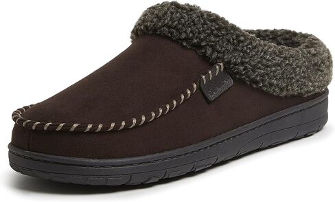 Dearfoams Men's Microfiber Suede Clog with Whipstitch Slipper in Kuwait