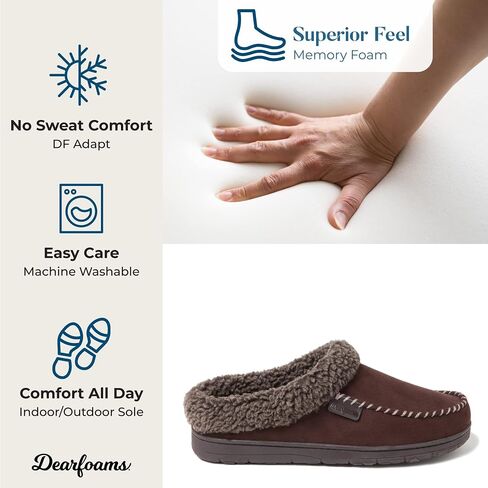 Dearfoams Men's Microfiber Suede Clog with Whipstitch Slipper in Kuwait