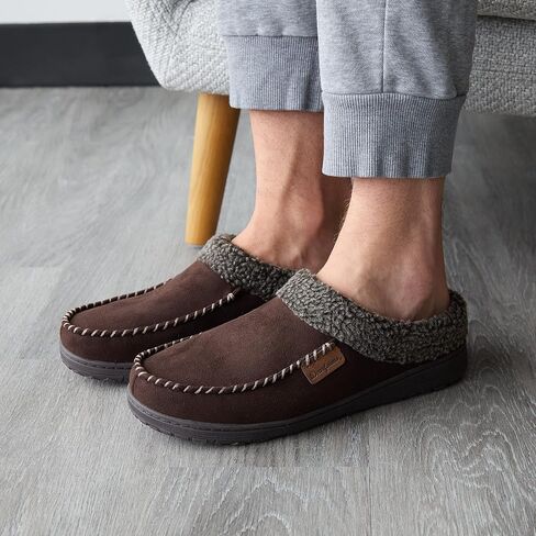Dearfoams Men's Microfiber Suede Clog with Whipstitch Slipper in Kuwait