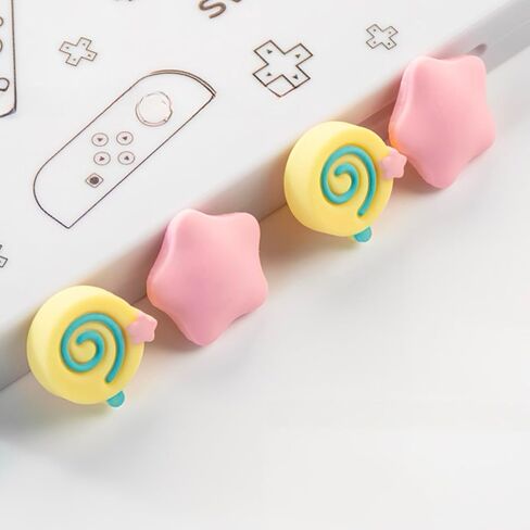 غطاء عصا التحكم من السيليكون MLLISDGGET لـ NS Joy Cons، أغطية قبضة الإبهام لنينتندو، سويتش/لايت/وحدة تحكم OLED، تصميم لطيف على شكل نجمة كاندي، يمكن إعادة استخدامها ودمجها بحرية، 8 قطع (01) in Kuwait