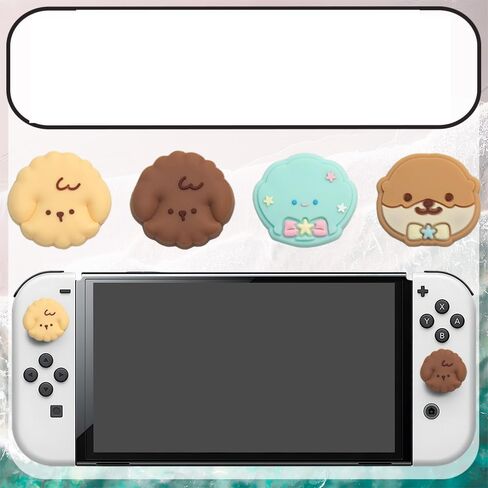 غطاء عصا التحكم من السيليكون MLLISDGGET لـ NS Joy Cons، أغطية قبضة الإبهام لجهاز تحكم Nintendo Switch/Lite/OLED، تصميم لطيف للكلاب، يمكن إعادة استخدامها ودمجها بحرية (01) in Kuwait