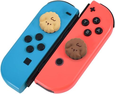 غطاء عصا التحكم من السيليكون MLLISDGGET لـ NS Joy Cons، أغطية قبضة الإبهام لجهاز تحكم Nintendo Switch/Lite/OLED، تصميم لطيف للكلاب، يمكن إعادة استخدامها ودمجها بحرية (01) in Kuwait