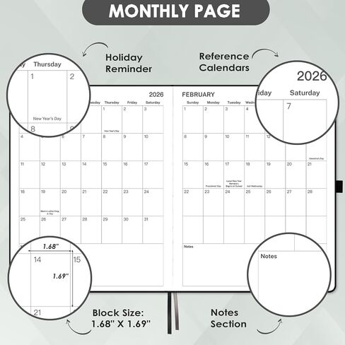 2025-2026 Planner - 2025-2026 Planner WeekRly and Monthly ، 8 "× 10" ، يوليو 2025 - يونيو 2026 ، الجيب الداخلي ، الإغلاق المرن ، حلقة القلم ، الإشارات المرجعية ، ملاحظات. in Saudi Arabia