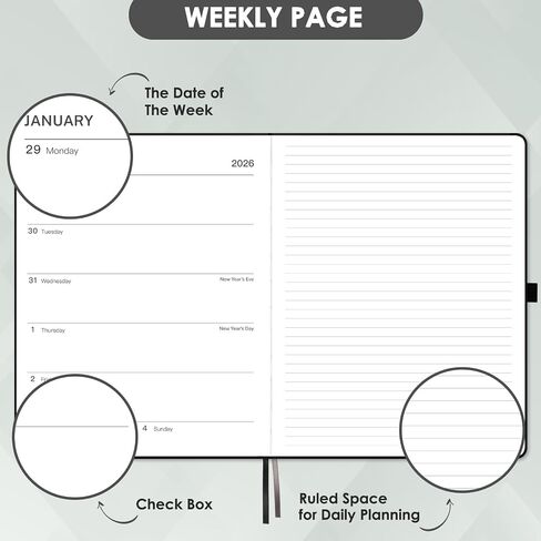 2025-2026 Planner - 2025-2026 Planner WeekRly and Monthly ، 8 "× 10" ، يوليو 2025 - يونيو 2026 ، الجيب الداخلي ، الإغلاق المرن ، حلقة القلم ، الإشارات المرجعية ، ملاحظات. in Saudi Arabia