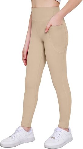 Arshiner Girls Athletic Leggings High Waist Yoga Pants for Kids with Pockets Dance Running Workout Tights in Saudi Arabia