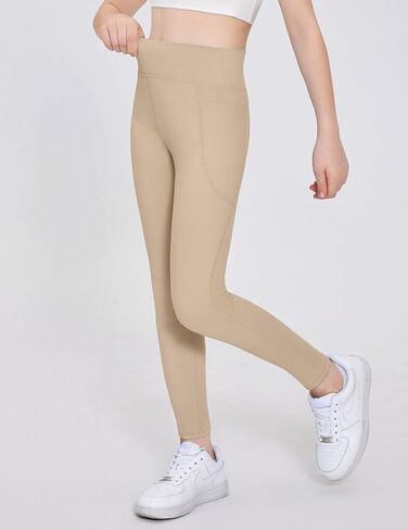 Arshiner Girls Athletic Leggings High Waist Yoga Pants for Kids with Pockets Dance Running Workout Tights in Saudi Arabia