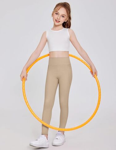 Arshiner Girls Athletic Leggings High Waist Yoga Pants for Kids with Pockets Dance Running Workout Tights in Saudi Arabia