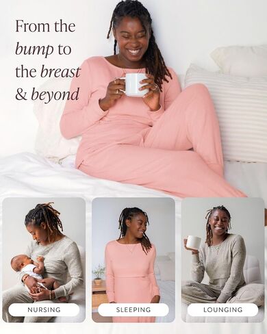 kindred bravely cozyknit pajamas & post postmpartum onounge للنساء ، بيجامات التمريض طويلة الأكمام in Saudi Arabia