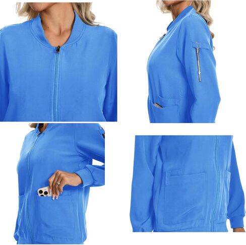 Scrub Jackets for Woman, Zip Front Nurse Jacket, 4-Way Stretch Fabric with Four Pockets in Saudi Arabia