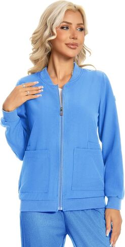 Scrub Jackets for Woman, Zip Front Nurse Jacket, 4-Way Stretch Fabric with Four Pockets in Saudi Arabia