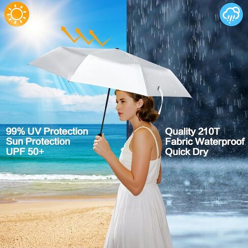 42/46/50inch Compact Travel Umbrella UPF 50+ UV Umbrella Sun Umbrellas UV Protection for Rain Sun Waterproof And Wind Resistant Sun Blocking Umbrellas Auto Open Close in Saudi Arabia