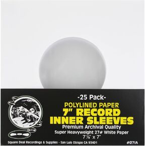 (25) Super Heavyweight Polylined Paper Inner Sleeves for 7" Records - Archival Quality, Acid-Free, Static-Free - Premium Protection in Kuwait