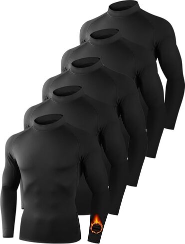 5 حزمة قمصان ضغط حرارية للرجال وهمية الأكمام طويلة الأكمام الطويلة تشغيل الطبقة القاعدة السفلية لفصل الشتاء لفصل الشتاء in Kuwait