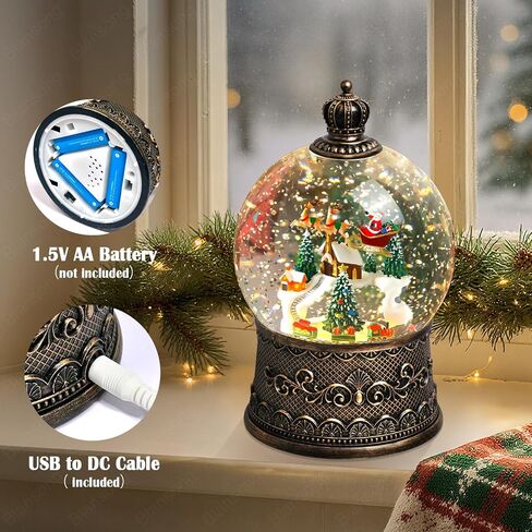 Halloween Snow Globe Lantern Ghost Snow Globe Halloween Decorations for Home Haunted House Pumpkin Ghost Tree Crow Rip Dancing Bats with Timer, USB and Battery Powered 12 inch in Saudi Arabia