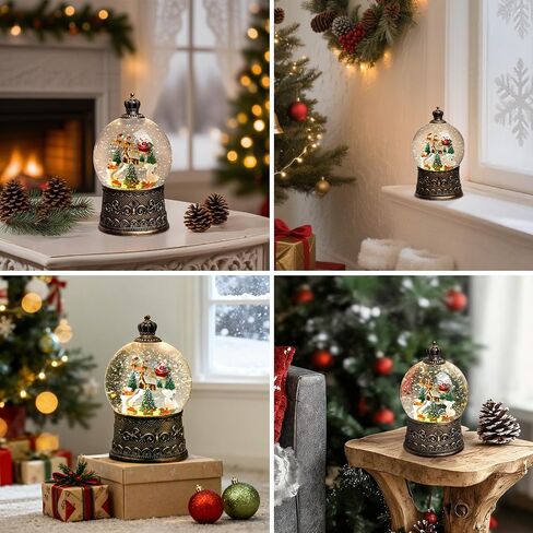 Halloween Snow Globe Lantern Ghost Snow Globe Halloween Decorations for Home Haunted House Pumpkin Ghost Tree Crow Rip Dancing Bats with Timer, USB and Battery Powered 12 inch in Saudi Arabia