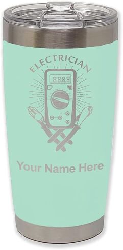 LaserGram 20oz Vacuum Insulated Tumbler Mug, Electrician, Personalized Engraving Included (Black) in Saudi Arabia