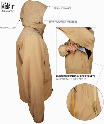 Tokyo Misfit - Japanese Hemp Leaf (Asanoha) Pattern Men's Rain Jacket, Waterproof Windbreaker, 3-Layer Technical Shell in Saudi Arabia
