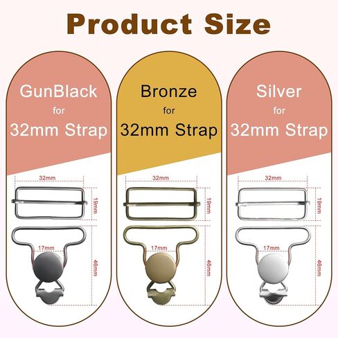 6 Sets Metal Overall Buckles Replacement Overall Clasp Replacement Suspender Clips with Adjustable Tri Glide Buckle Slider and Buttons in Saudi Arabia
