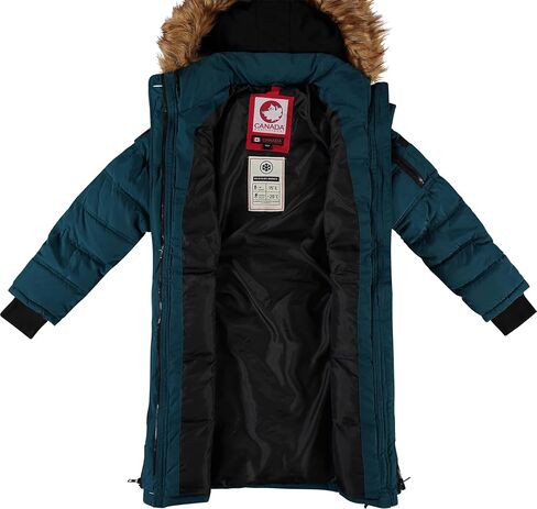 معطف طويل منتفخ للنساء من CANADA WEATHER GEAR - جاكيت ثقيل الوزن مقاوم للماء والرياح من الفرو الصناعي سترة شتوية للنساء، مقاس متوسط، أحمر in Kuwait