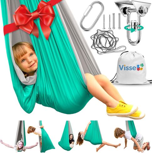Sensory Swing for Kids Indoor - Calming Cocoon Therapy Swing 360° Hardware - Holds 300lbs - Indoor Outdoor Sensory Hammock - Autism ADHD SPD Trusted Sensory Support in Saudi Arabia
