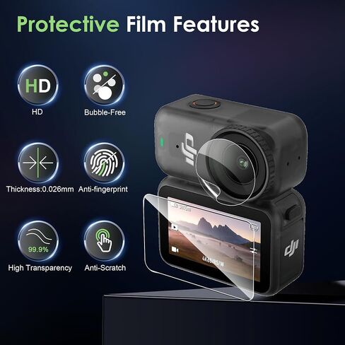 Suttkue for DJI Osmo Pocket 3 screen protector Tempered Glass flim ＆Camera Lens Protector Tempered Glass,High Definition Clear,Case Friendly(3+3 pack) in Kuwait