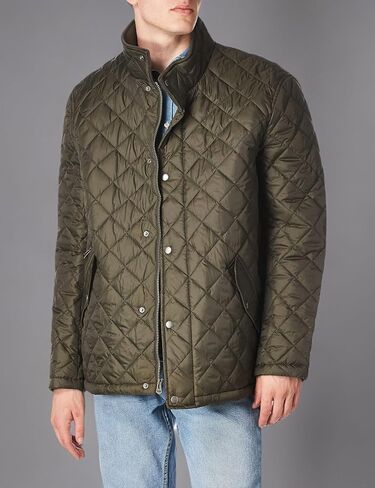 Cole Haan Men's Nylon Quilted Barn Jacket With Knit Collar in Saudi Arabia